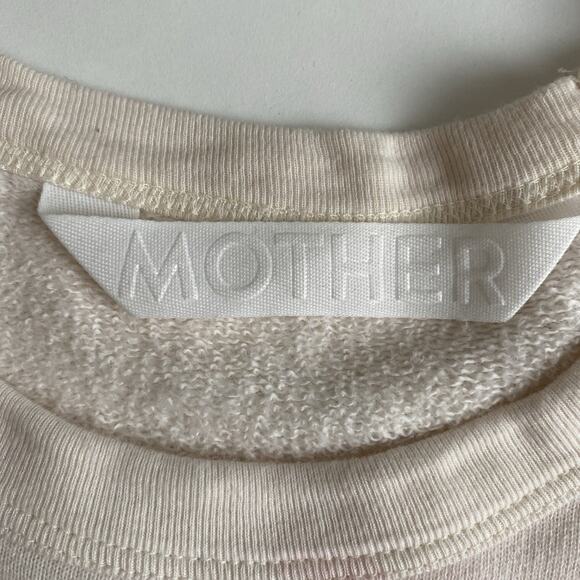 MOTHER THE BIGGIE CONCERT Sweatshirt Womens Cream‎ Pink Size Large Crew Neck - Picture 3 of 13